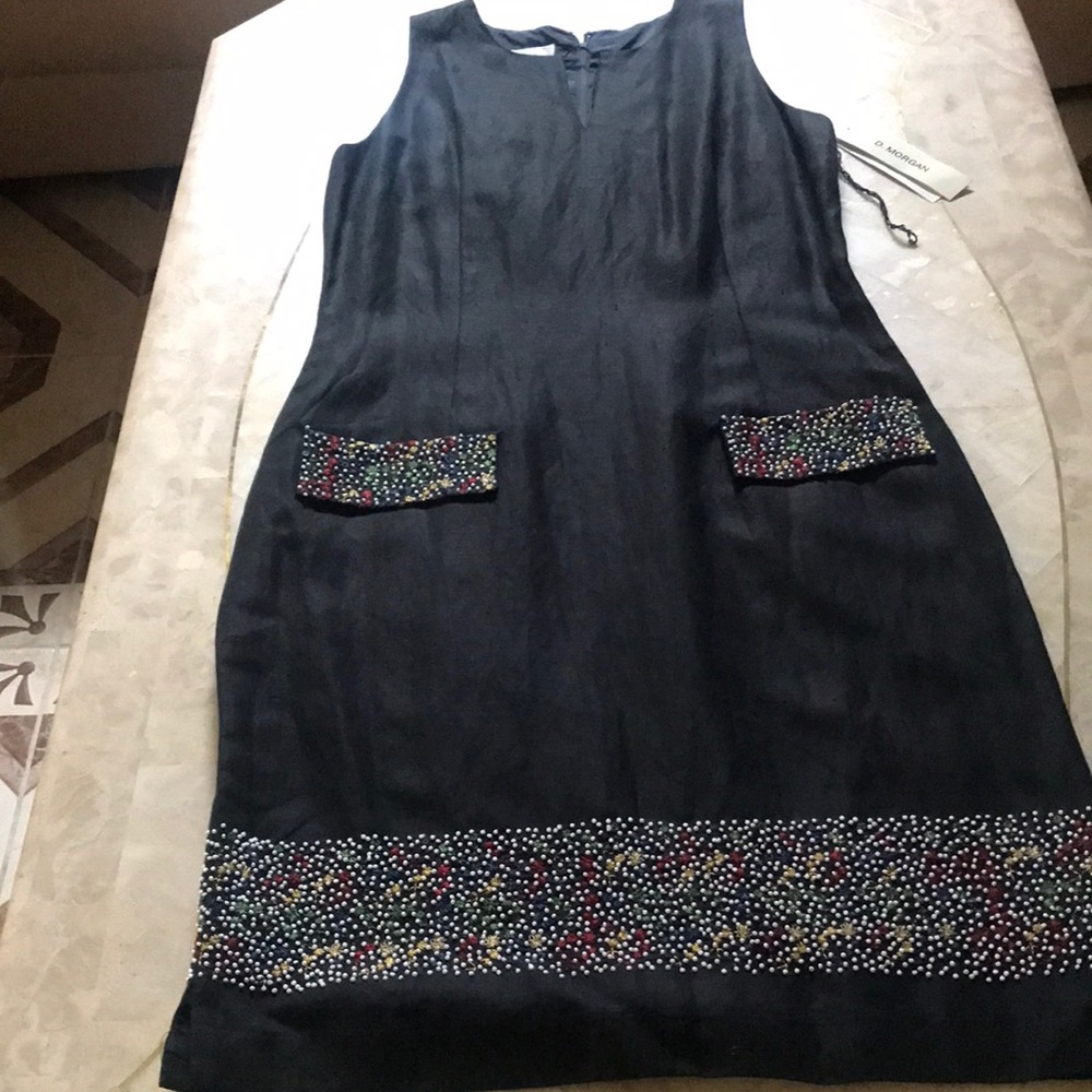 D. MORGAN WOMENS  SLEEVELESS DRESS SIZE 12 WITH TINY BEADS BRAND NEW